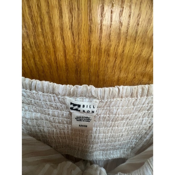 Billabong Womens Beige White Striped Tie Front Smocked Midi Dress Small S/P/CH - Picture 6 of 8